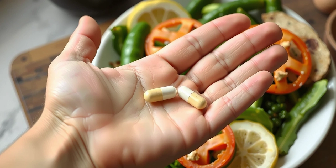 Mano che tiene una compressa di zinco