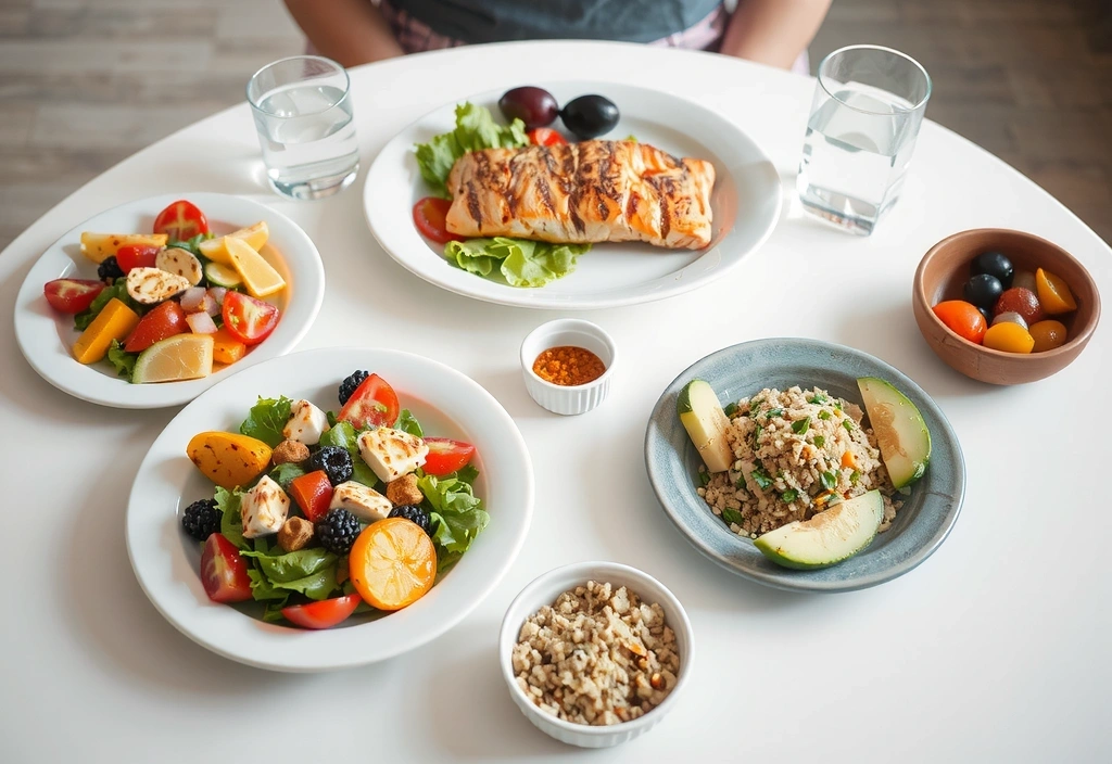 Tavola imbandita con cibi sani e colorati