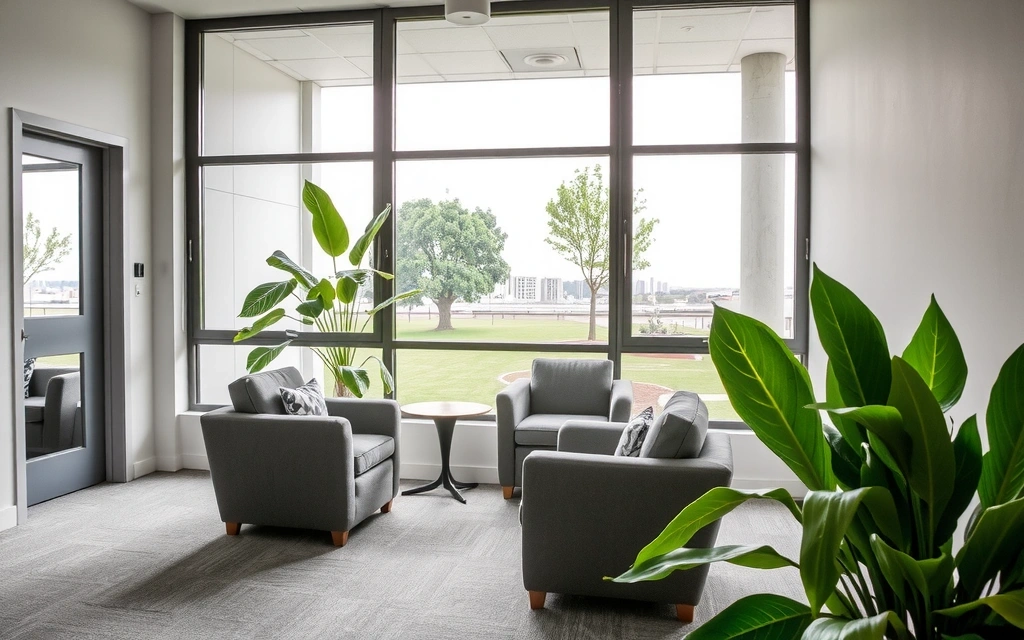 Ufficio moderno con un'atmosfera accogliente e piante